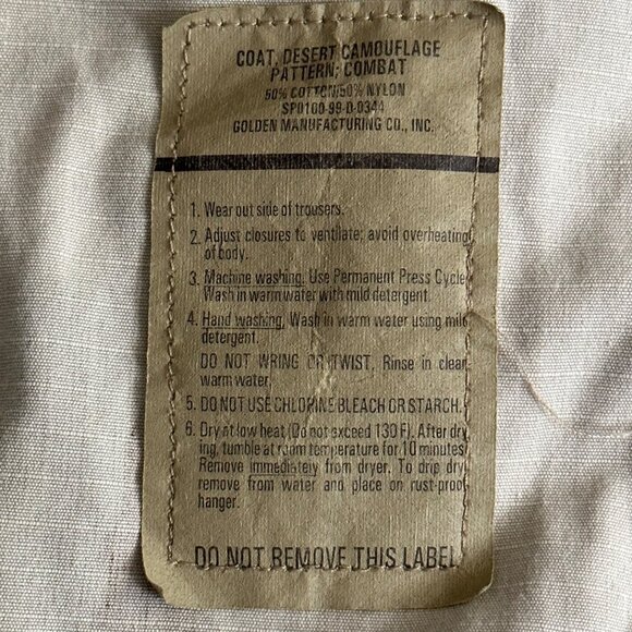Vintage US Army Desert Camo Jacket Size Medium Rip Stop Fabric - Picture 12 of 15